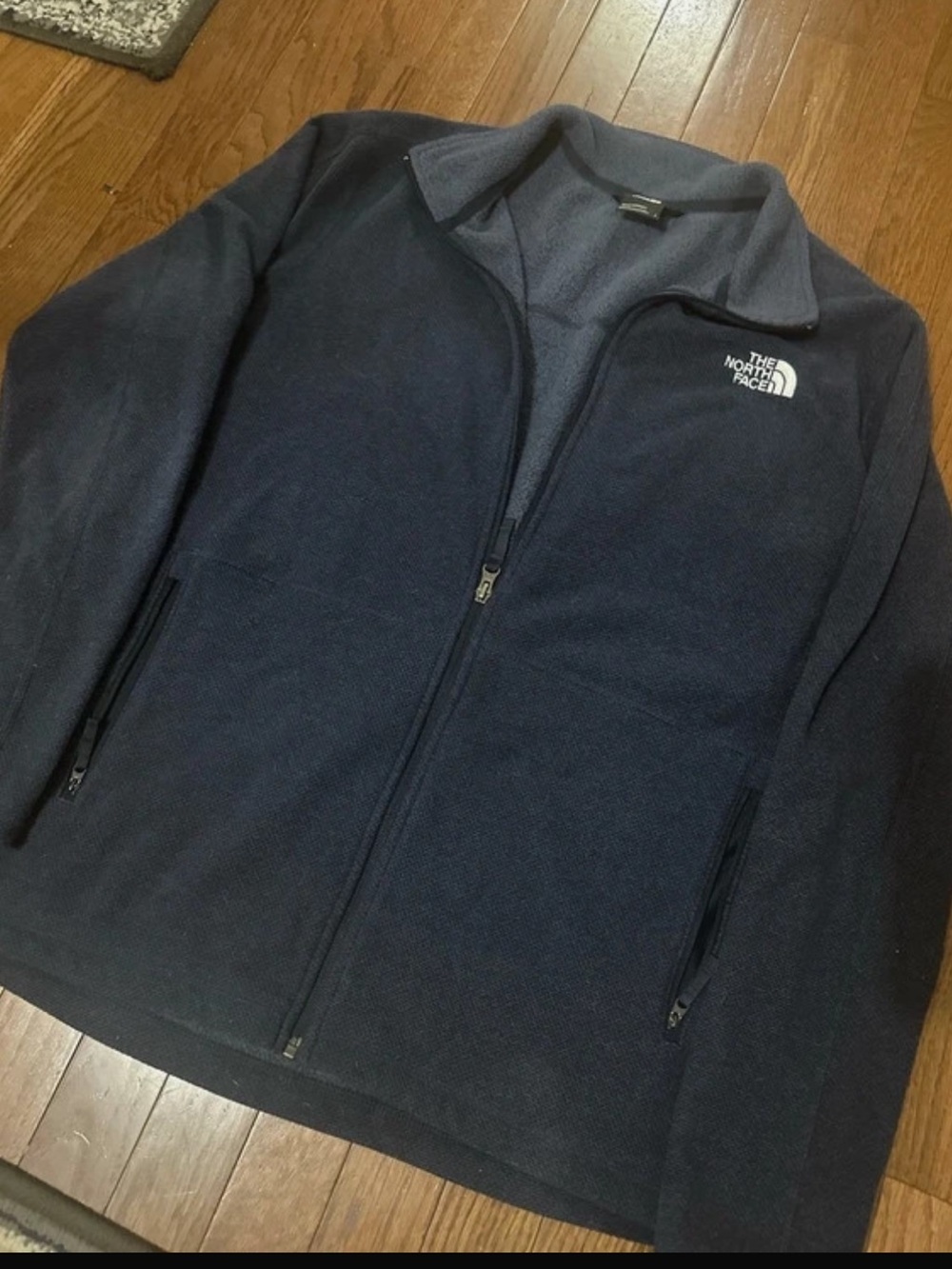 The North Face Men's Navy Full-Zip Fleece Sweater- Size Large